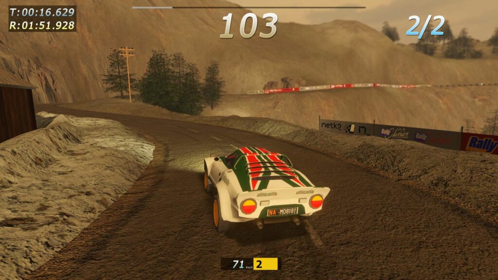 Rally Arcade Classics - Lancia Stratos najíždí do zatáčky