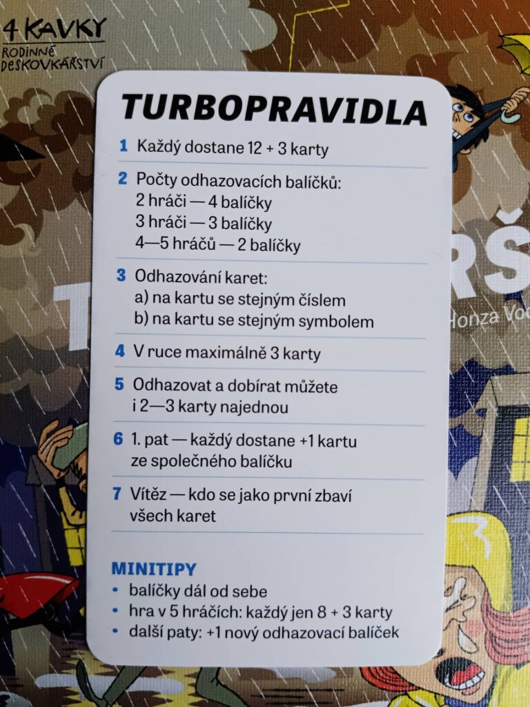 Turboprší - lama karta přehledu pravidel